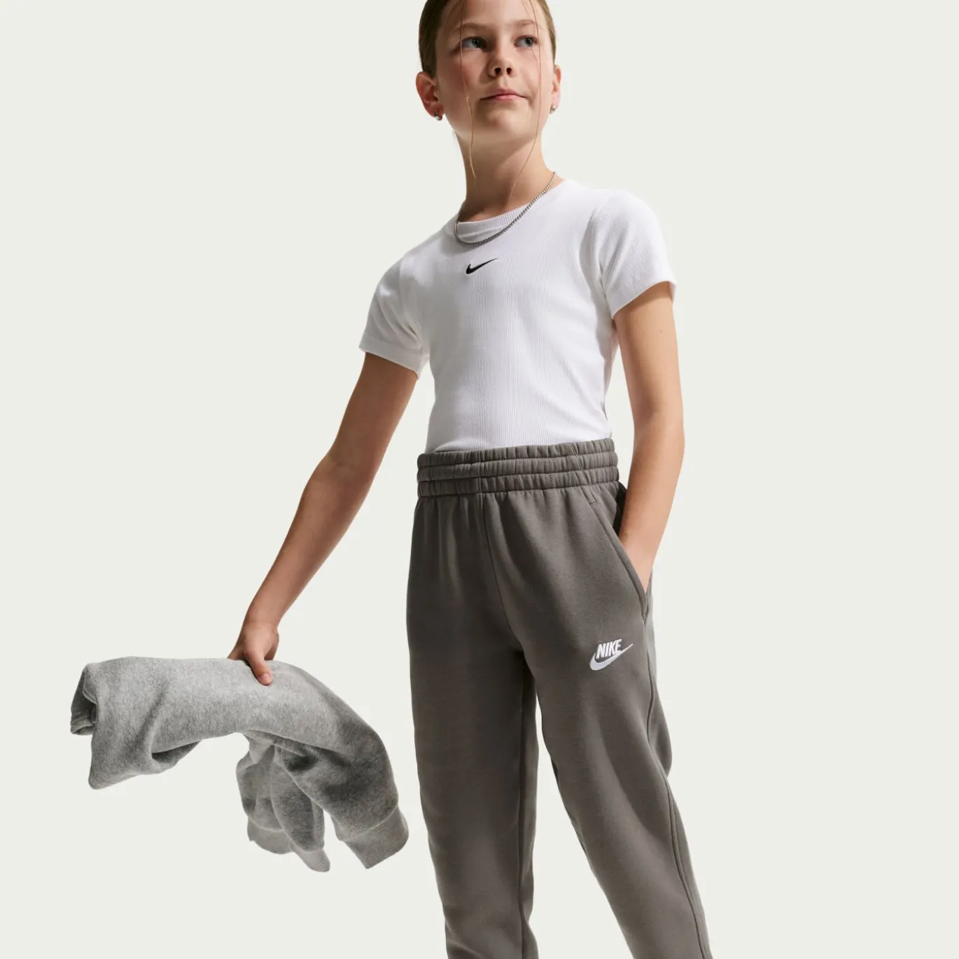 Nike Sportswear Club Fleece Joggingbroek Kids Donkergrijs Wit