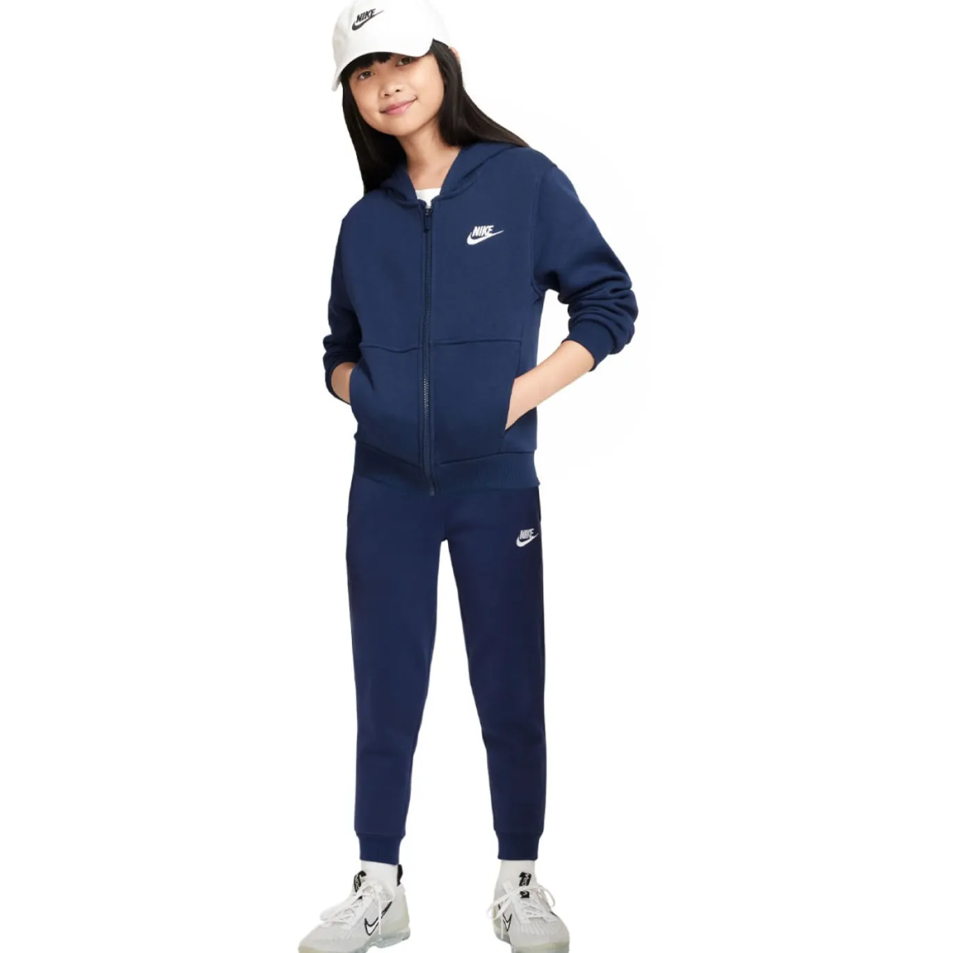 Nike Sportswear Club Fleece Trainingspak Kids Donkerblauw Wit