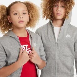 Nike Sportswear Club Fleece Trainingspak Full-Zip Hooded Kids Lichtgrijs Wit