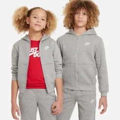 Nike Sportswear Club Fleece Trainingspak Full-Zip Hooded Kids Lichtgrijs Wit