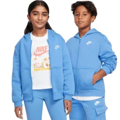 Nike Sportswear Club Fleece Trainingspak Hooded Full-Zip Kids Blauw Wit
