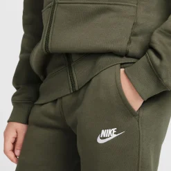 Nike Sportswear Club Fleece Trainingspak Full-Zip Hooded Kids Olijfgroen Wit