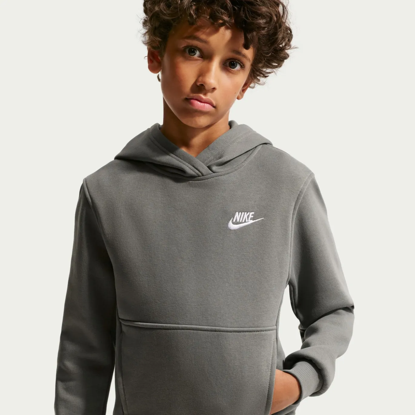 Nike Sportswear Club Fleece Trainingspak Hooded Kids Donkergrijs Wit