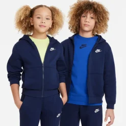 Nike Sportswear Club Fleece Trainingspak Full-Zip Hooded Kids Donkerblauw Wit