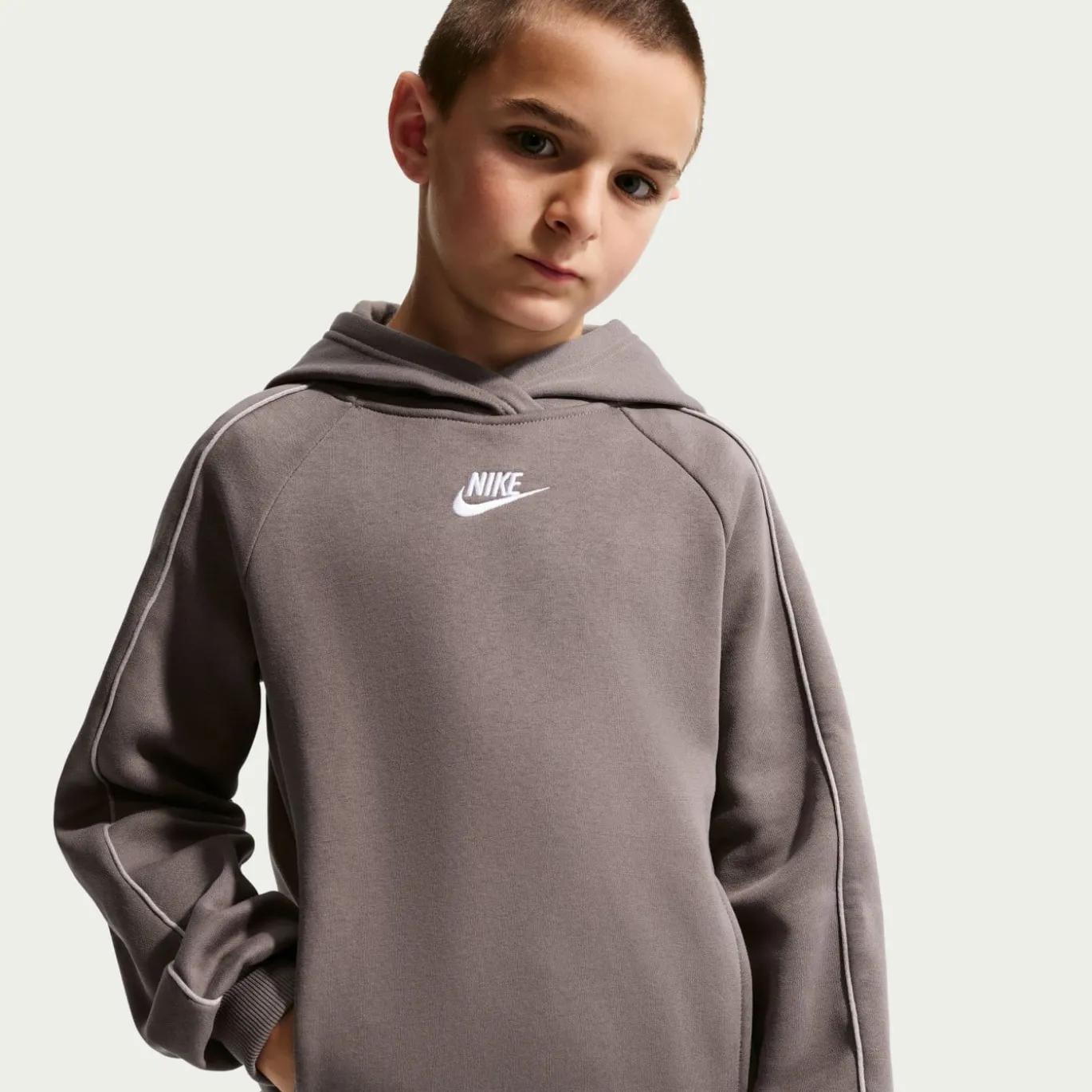 Nike Sportswear Club Fleece Trainingspak Hooded Kids Donkergrijs Lichtgrijs