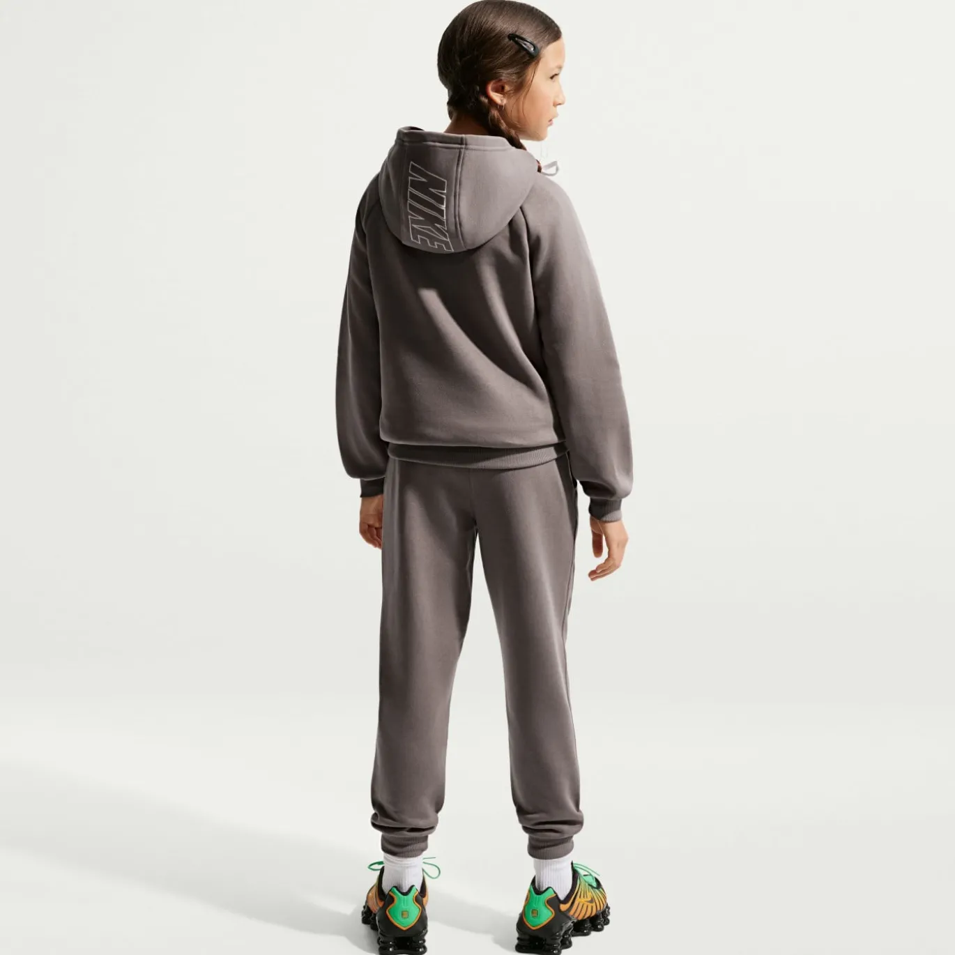 Nike Sportswear Club Fleece Trainingspak Hooded Kids Donkergrijs Lichtgrijs