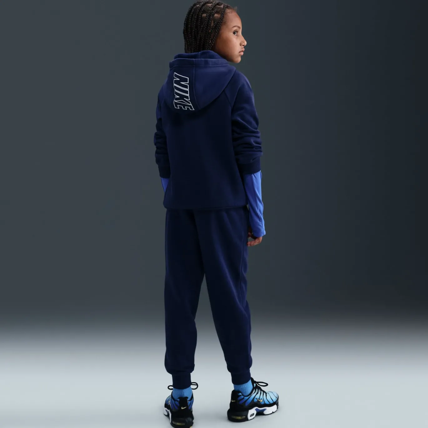 Nike Sportswear Club Fleece Trainingspak Hooded Kids Donkerblauw Wit