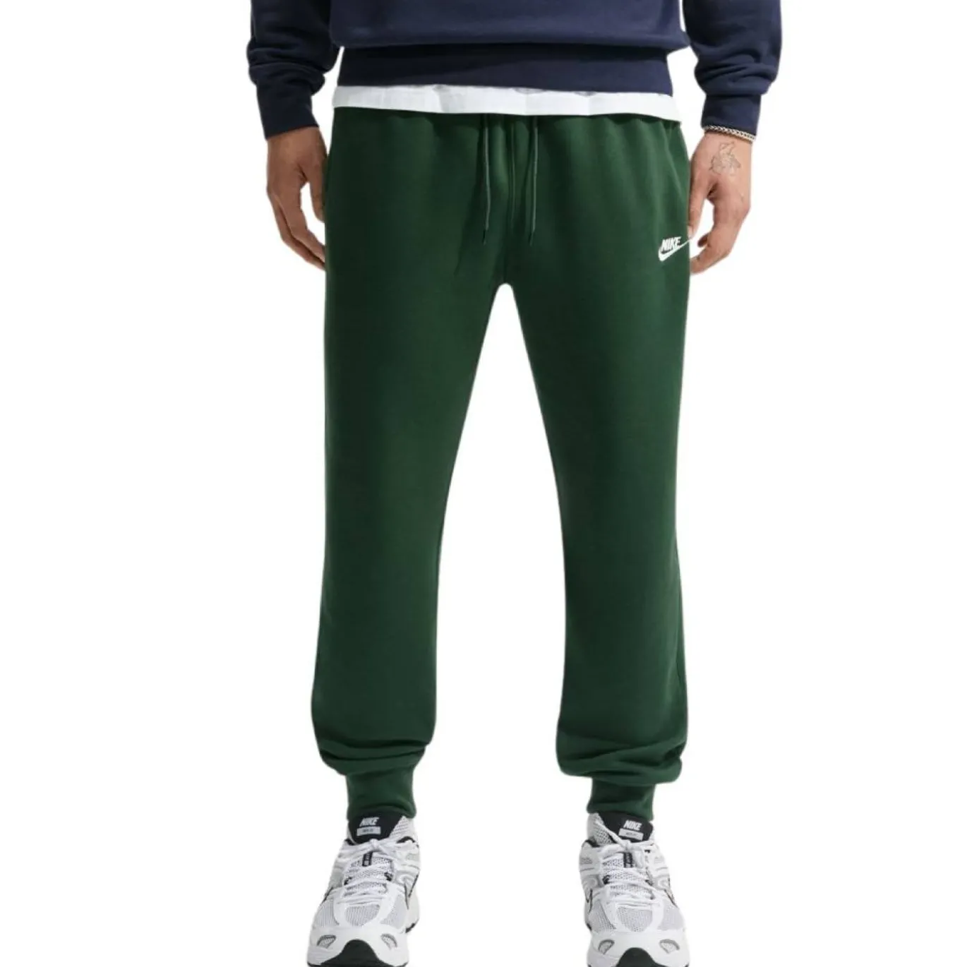 Nike Sportswear Club Fleece Trainingspak Hooded Donkergroen Wit