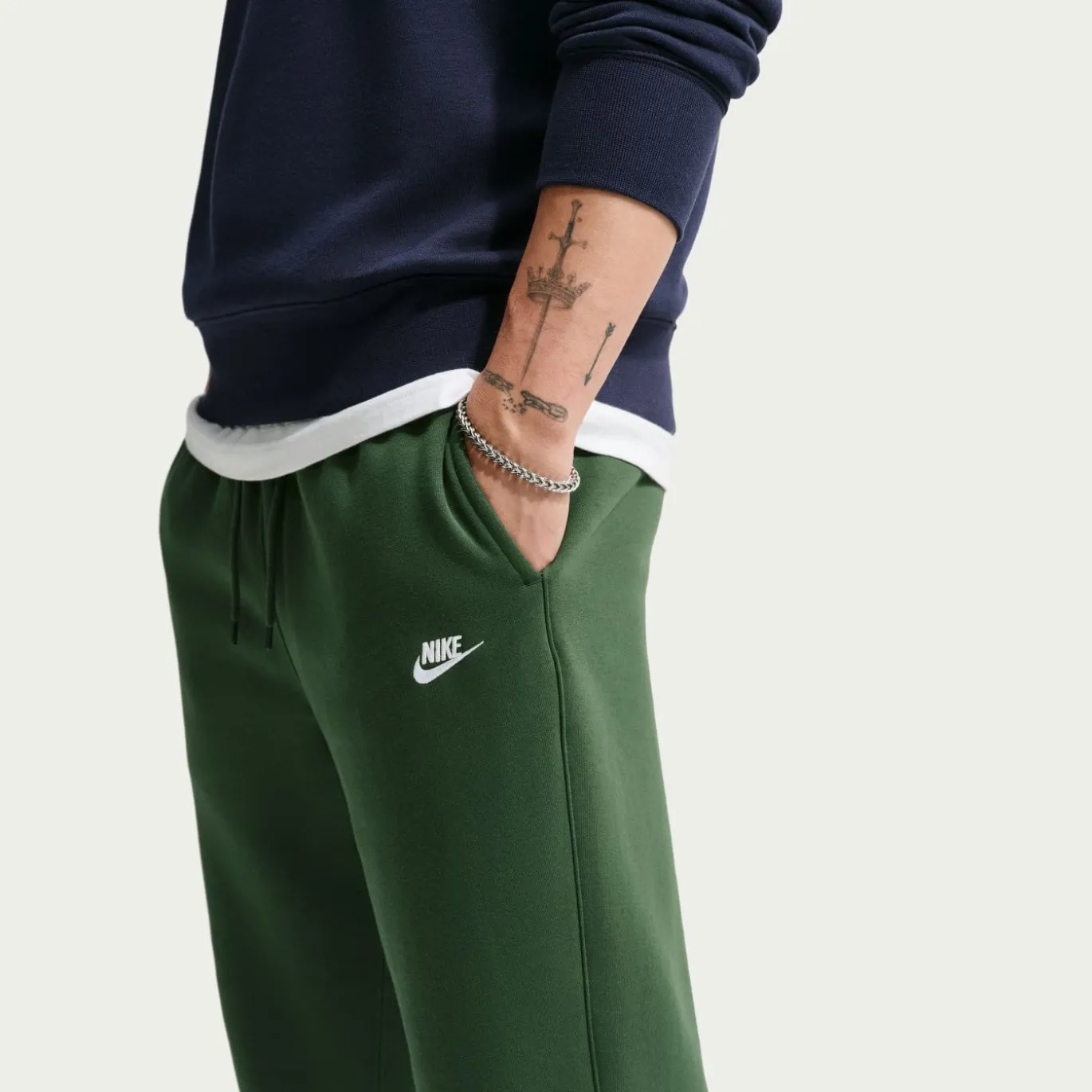 Nike Sportswear Club Fleece Trainingspak Hooded Donkergroen Wit