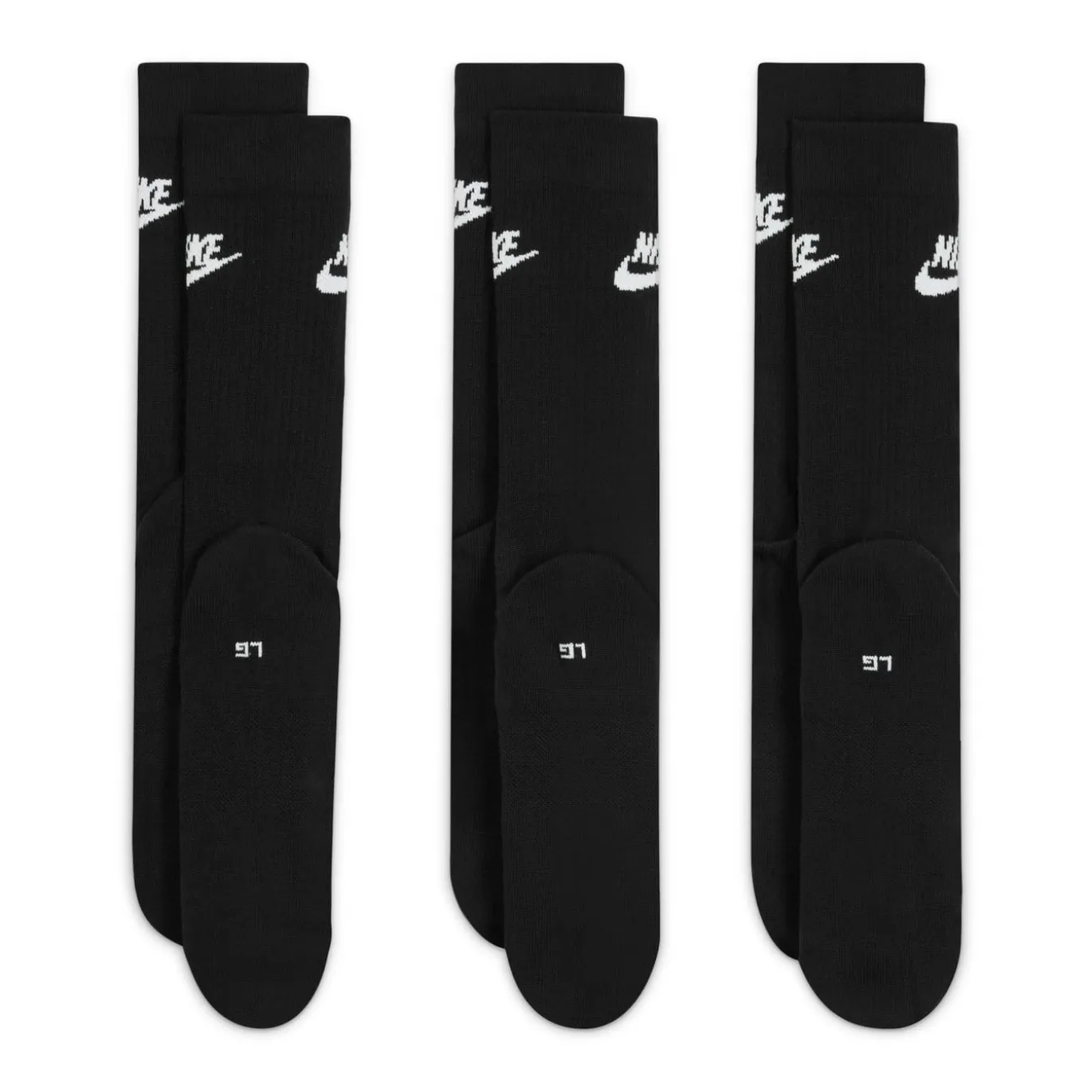 Nike Sportswear Everyday Essential Crew Sokken 3-Pack Zwart Wit