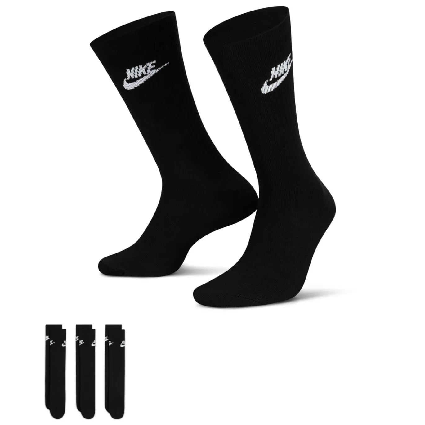 Nike Sportswear Everyday Essential Crew Sokken 3-Pack Zwart Wit