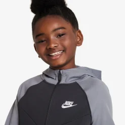 Nike Sportswear Poly Trainingspak Full-Zip Hooded Kids Zwart Grijs Wit