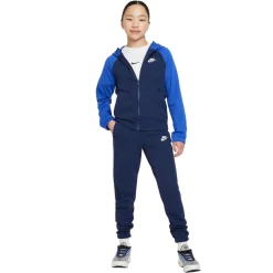 Nike Sportswear Poly Trainingspak Full-Zip Hooded Kids Donkerblauw Blauw Wit
