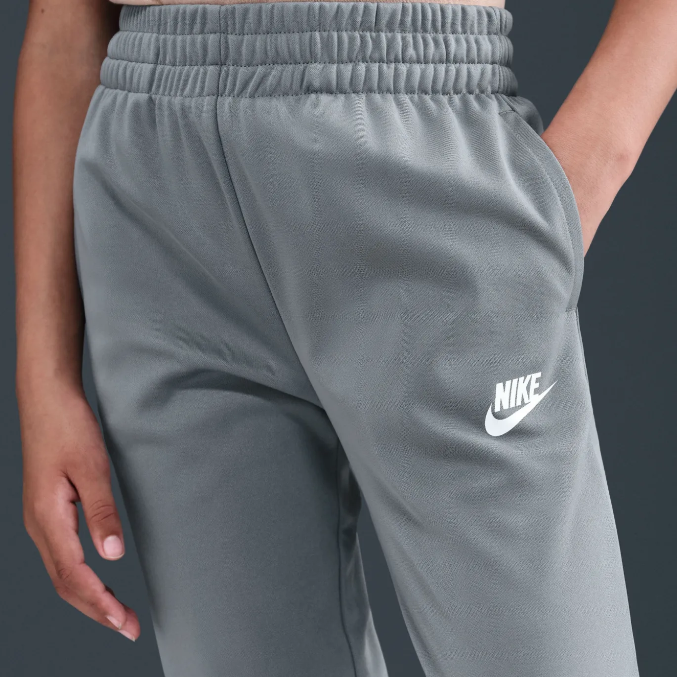 Nike Sportswear Trainingspak Full-Zip Kids Donkergrijs Lichtgrijs Wit