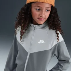 Nike Sportswear Trainingspak Full-Zip Kids Donkergrijs Lichtgrijs Wit