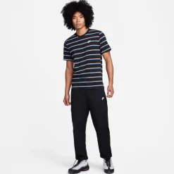 Nike Sportswear T-Shirt Club Stripe Zwart Rood Wit Blauw