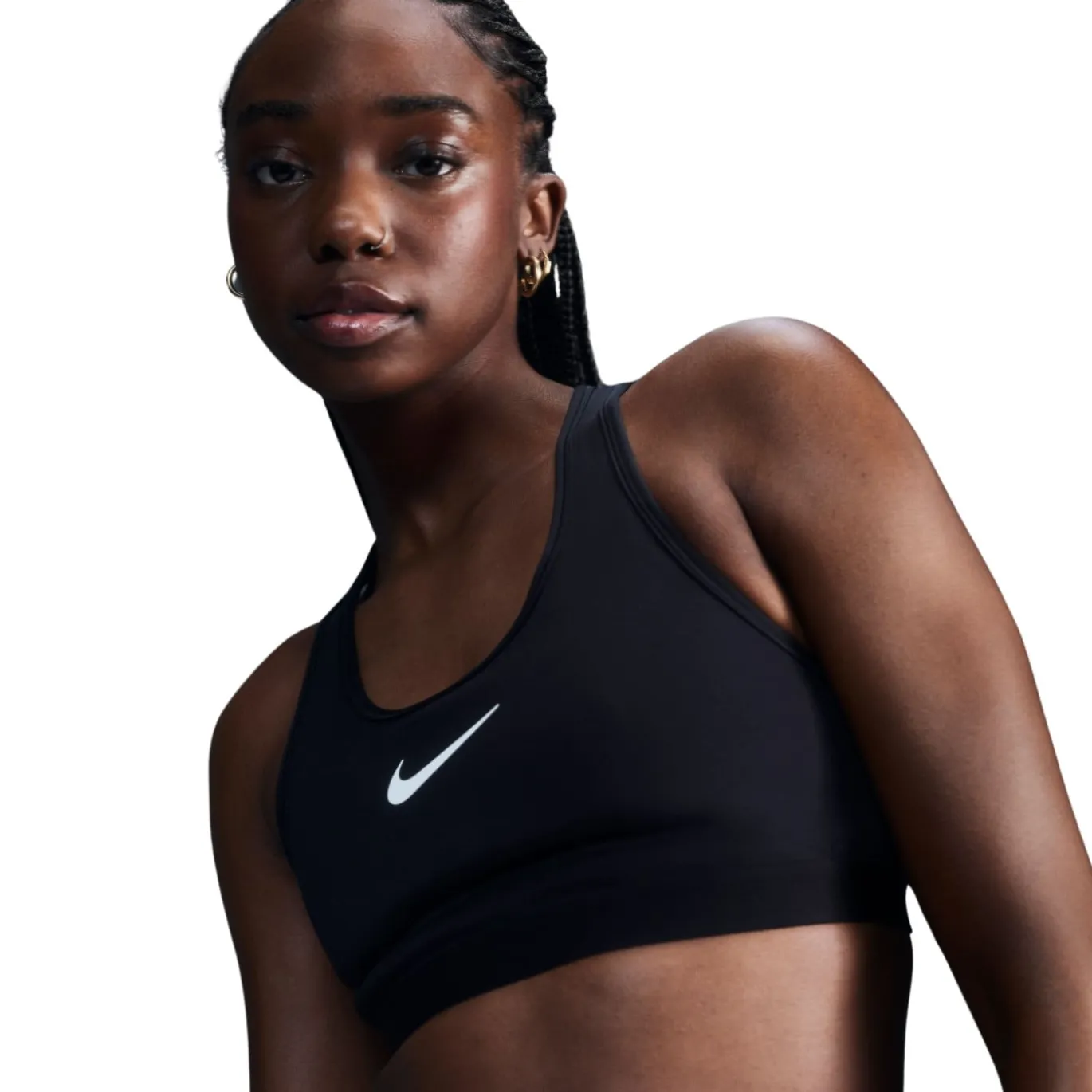 Nike Swoosh High Support Sportbeha Dames Zwart Grijs Wit