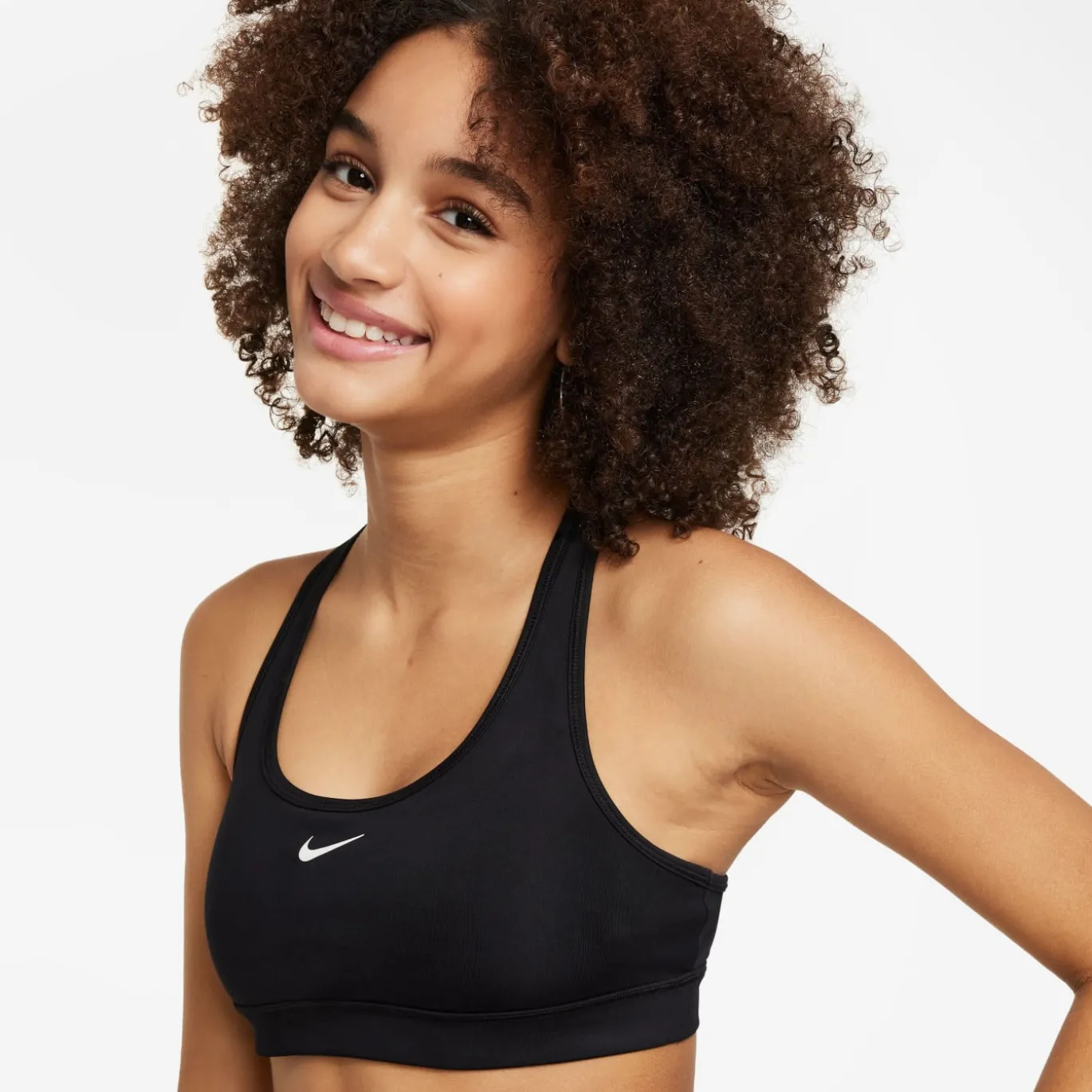 Nike Swoosh Sportbeha Kids Zwart Wit