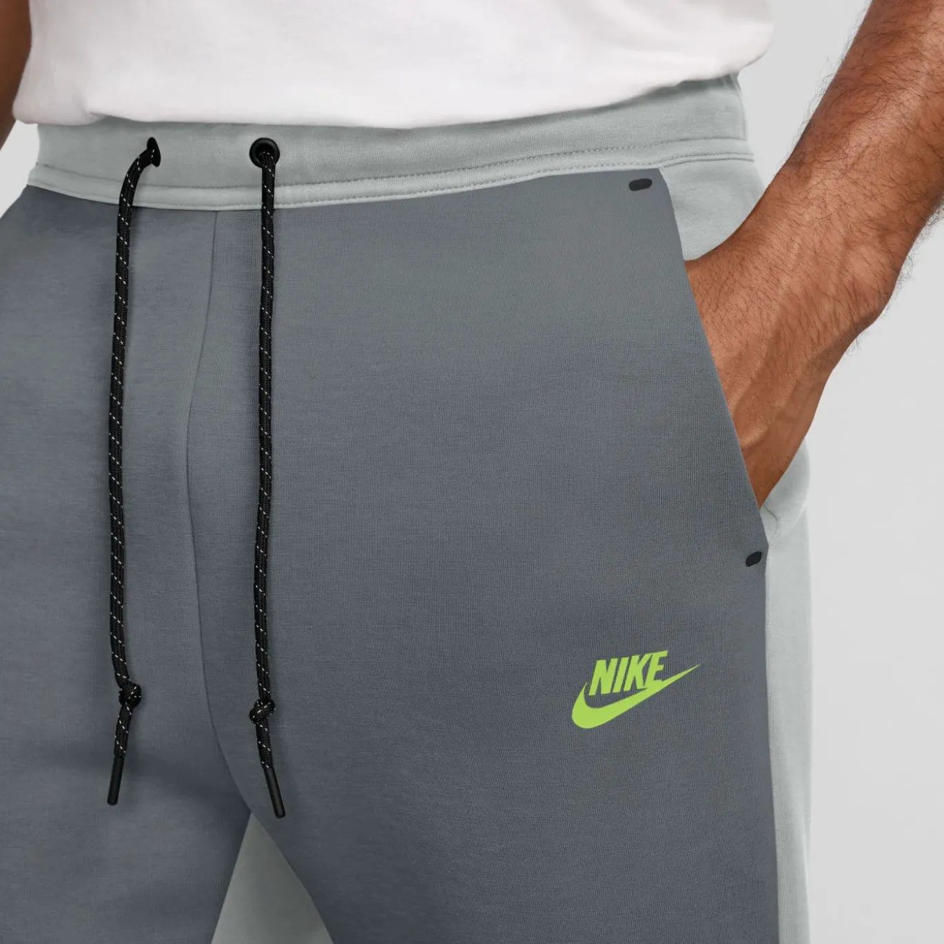 Nike Tech Fleece Sportswear Joggingbroek Donkergrijs Lichtgrijs Felgroen