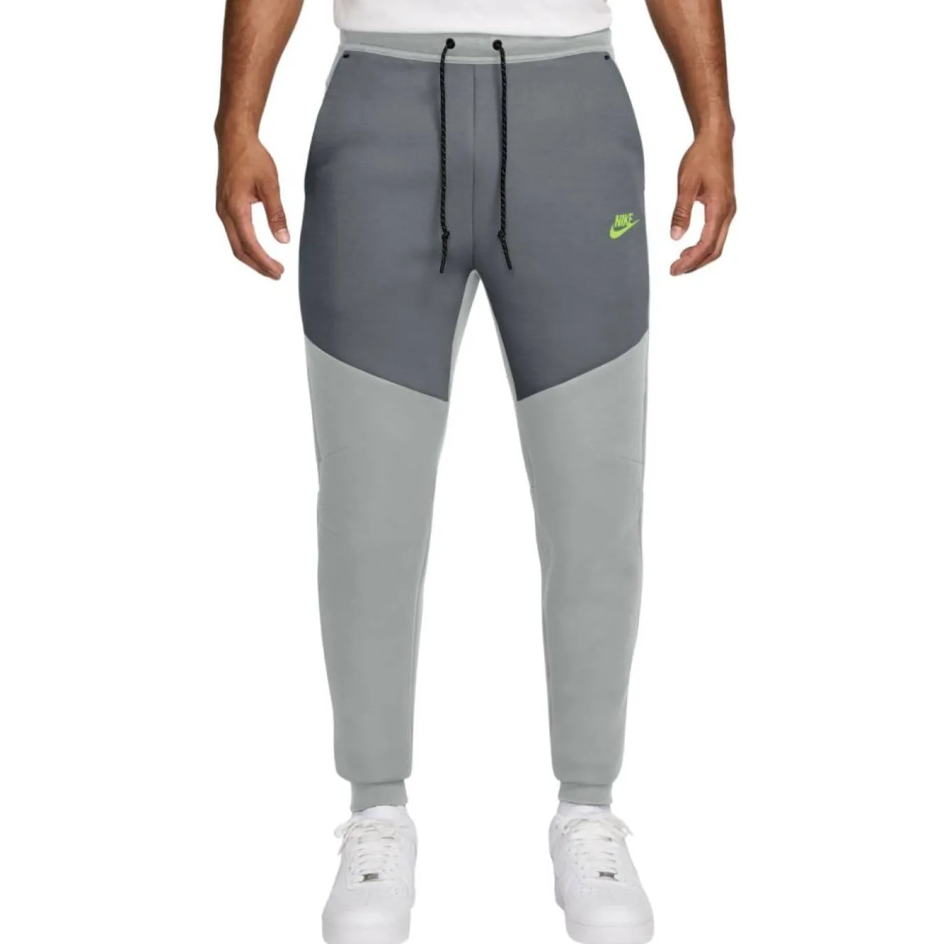 Nike Tech Fleece Sportswear Joggingbroek Donkergrijs Lichtgrijs Felgroen