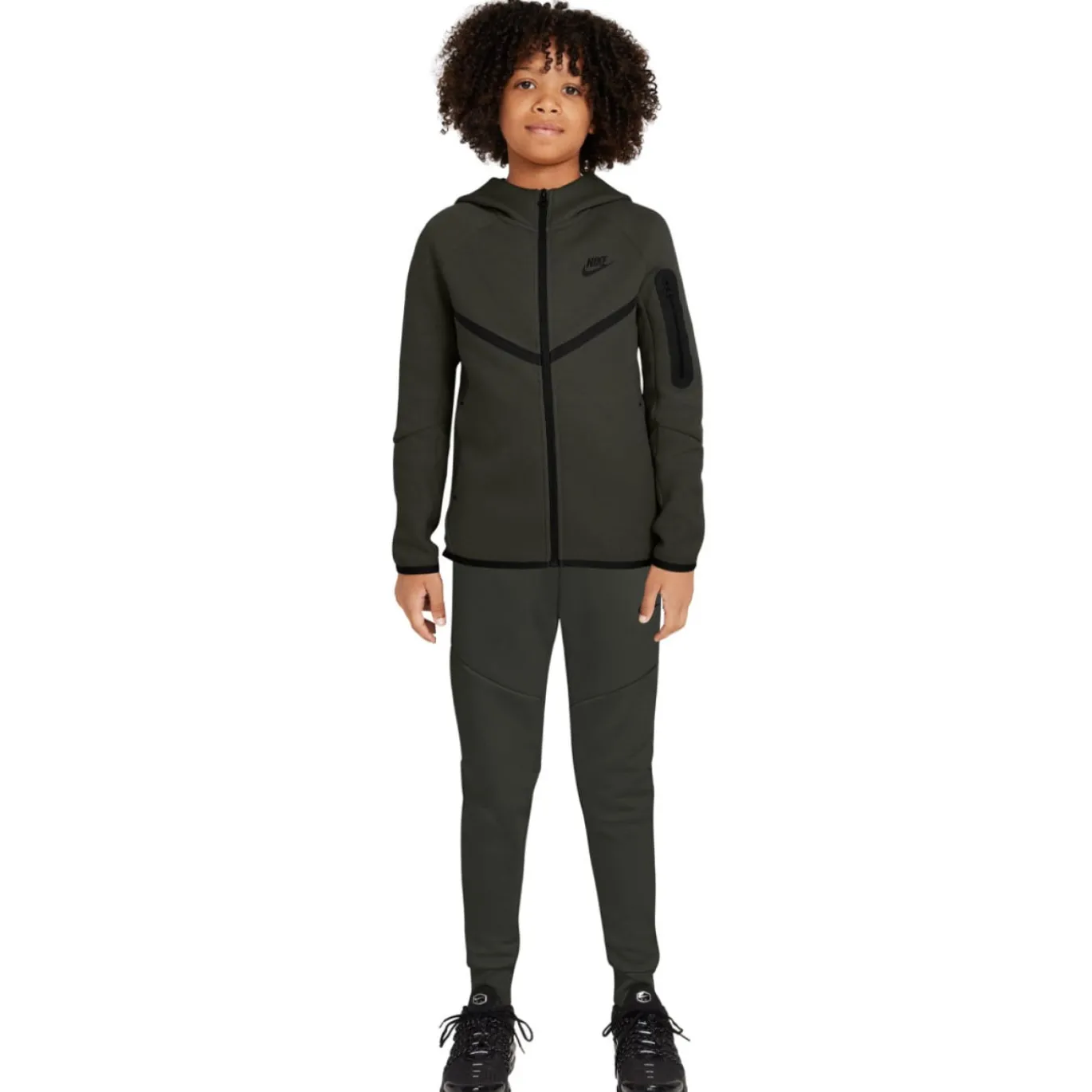 Nike Tech Fleece Sportswear Trainingspak Kids Donkergroen Zwart
