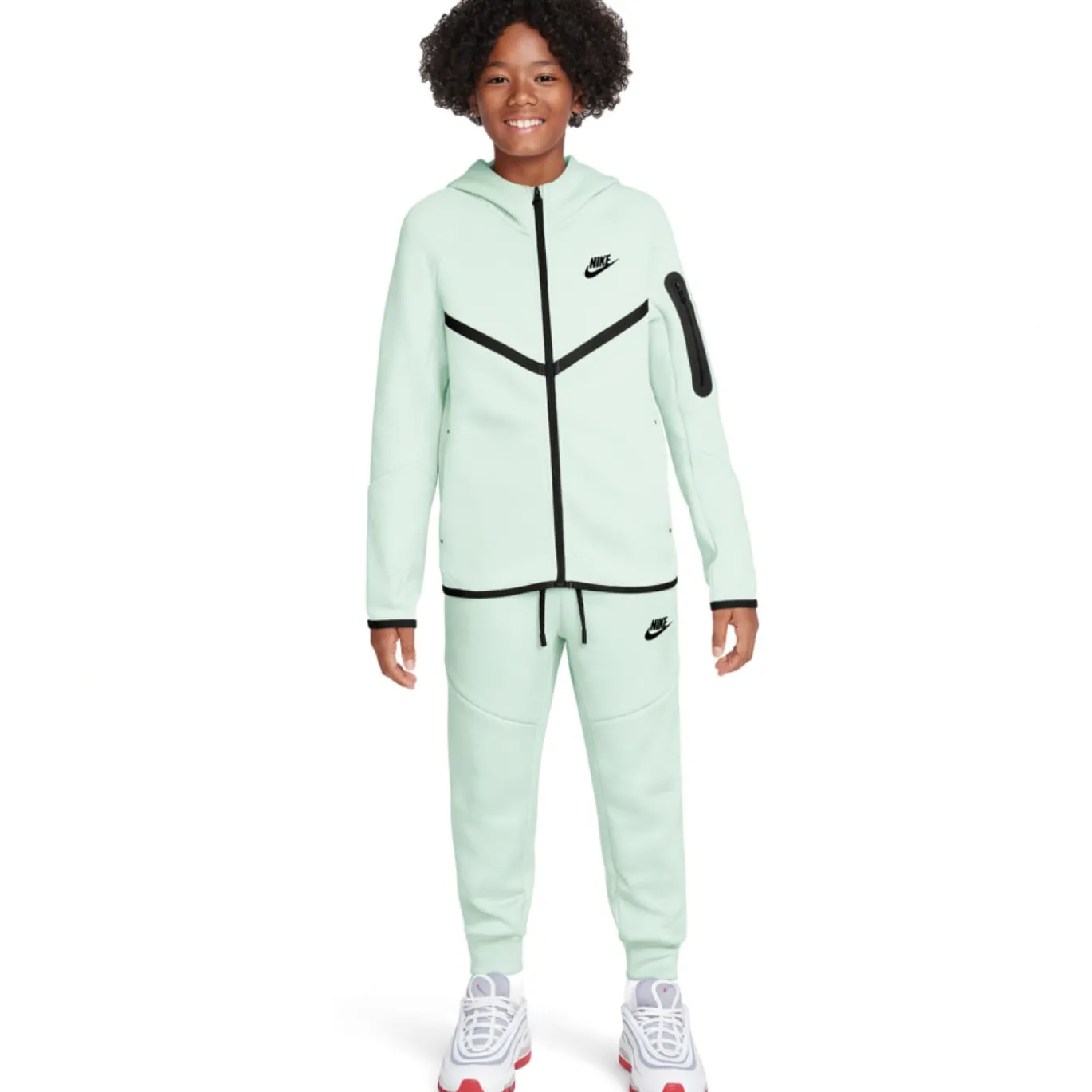 Nike Tech Fleece Sportswear Trainingspak Kids Lichtgroen Zwart