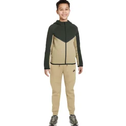 Nike Tech Fleece Sportswear Trainingspak Kids Beige Donkergroen Zwart