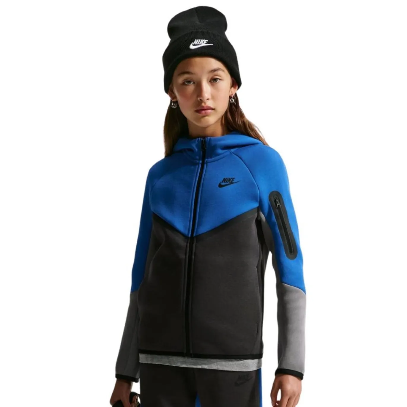 Nike Tech Fleece Sportswear Trainingspak Kids Donkerblauw Donkergrijs Zwart