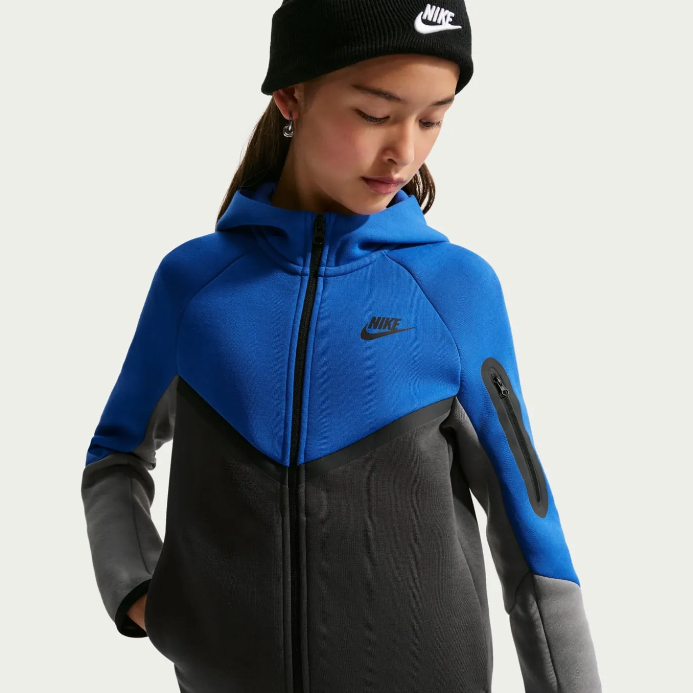 Nike Tech Fleece Sportswear Trainingspak Kids Donkerblauw Donkergrijs Zwart