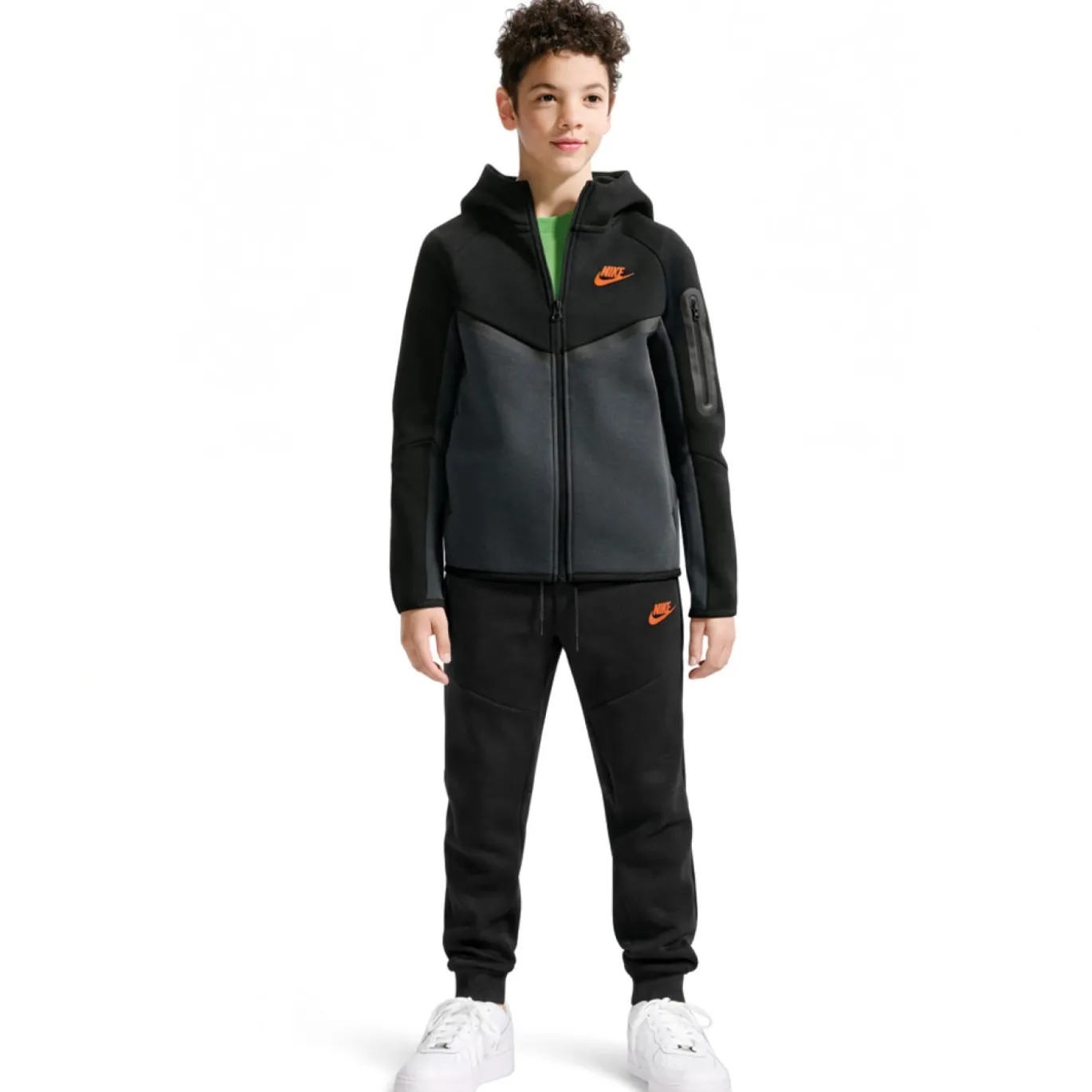 Nike Tech Fleece Sportswear Trainingspak Kids Zwart Donkergrijs Rood