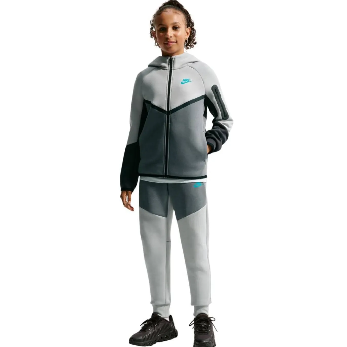 Nike Tech Fleece Sportswear Trainingspak Kids Grijs Donkergrijs Zwart Lichtblauw