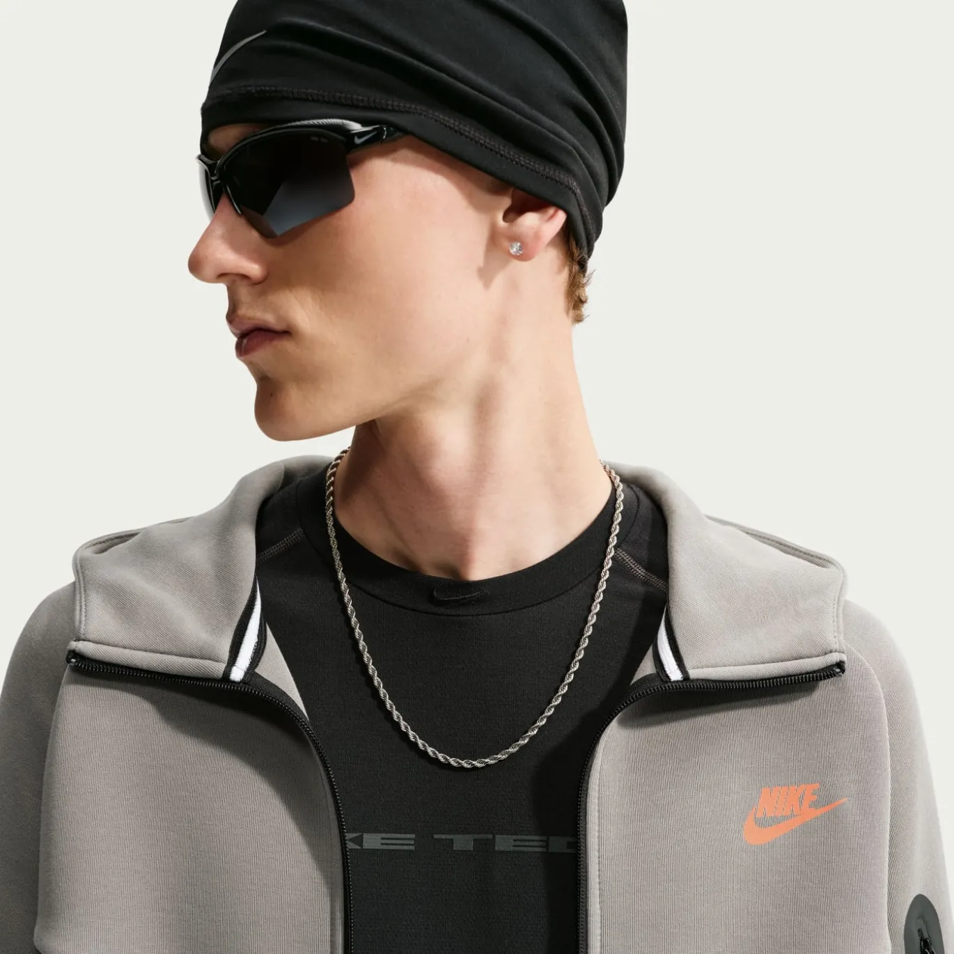Nike Tech Fleece Sportswear Trainingspak Donkergrijs Zwart Oranje