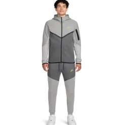 Nike Tech Fleece Sportswear Trainingspak Grijs Donkergrijs Felgroen