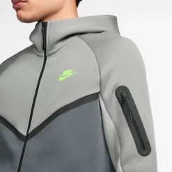 Nike Tech Fleece Sportswear Trainingspak Grijs Donkergrijs Felgroen