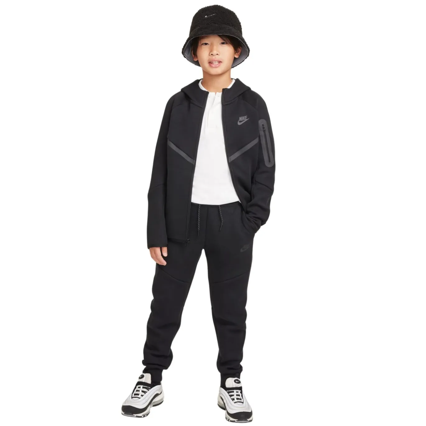 Nike Tech Fleece Sportswear Trainingspak Kids Zwart Donkergrijs