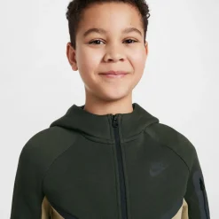 Nike Tech Fleece Sportswear Vest Kids Beige Donkergroen Zwart