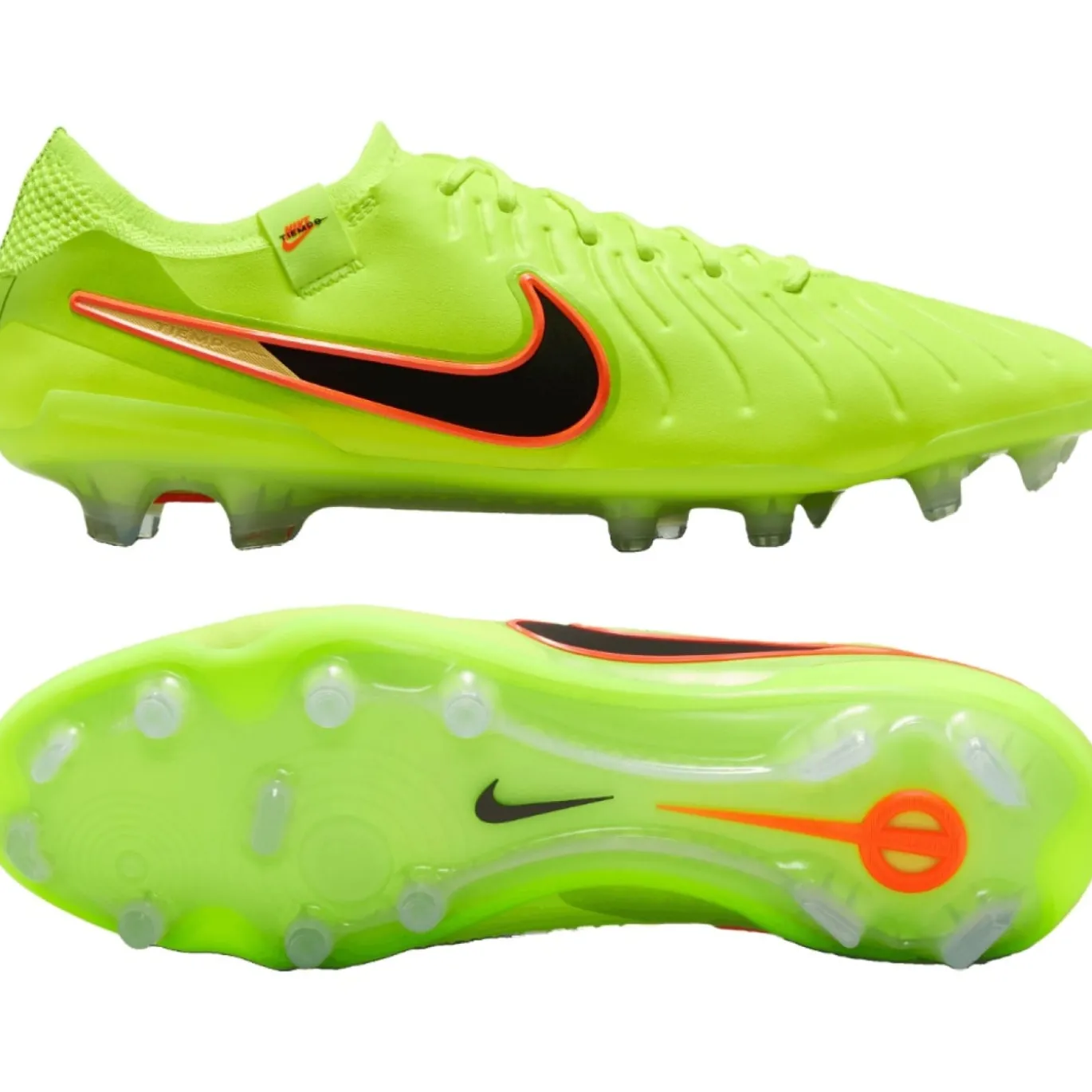 Nike Tiempo Legend 10 Elite Gras Voetbalschoenen (FG) Neongeel Zwart Oranje