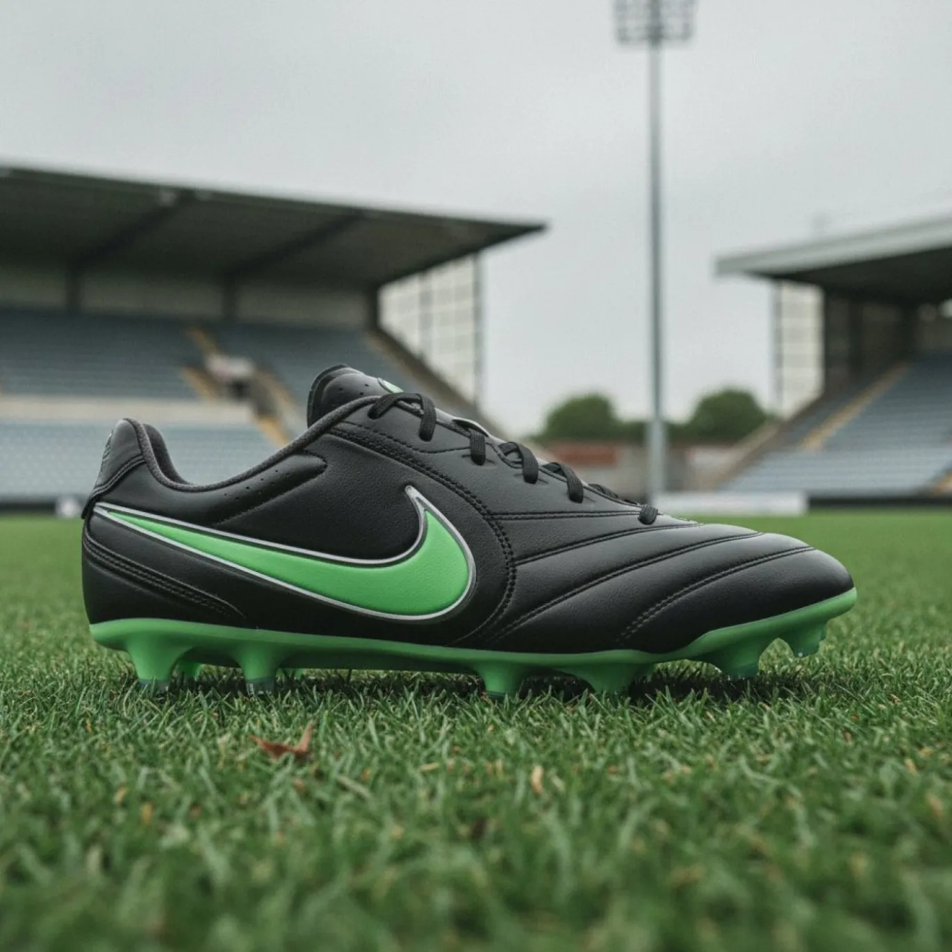 Nike Tiempo Ligera Pro Gras Voetbalschoenen (FG) Zwart Felgroen Zilvergrijs