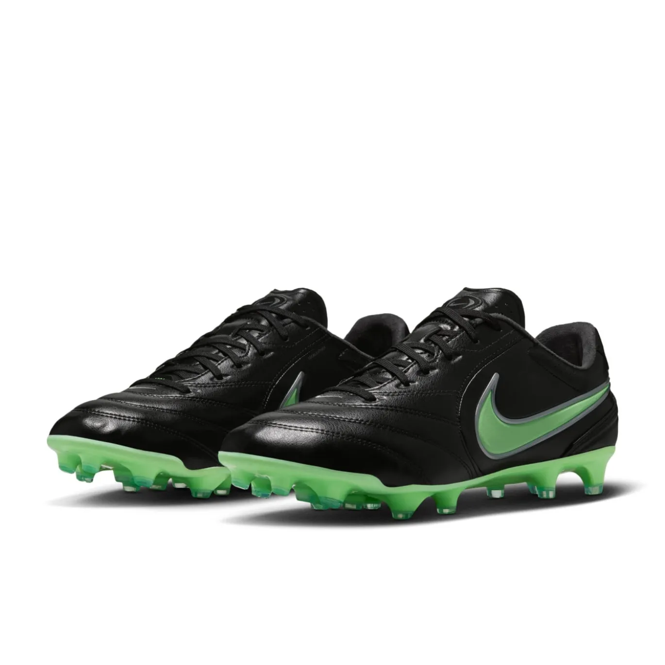 Nike Tiempo Ligera Pro Gras Voetbalschoenen (FG) Zwart Felgroen Zilvergrijs