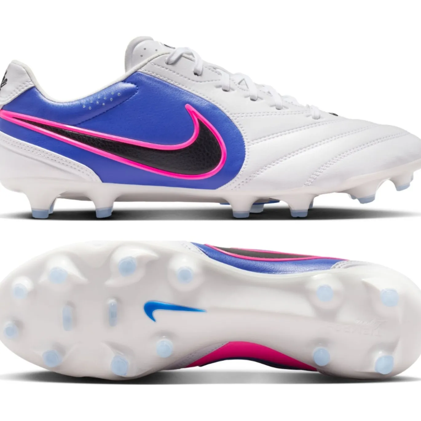 Nike Tiempo Ligera Pro Gras Voetbalschoenen (FG) Wit Blauw Felroze