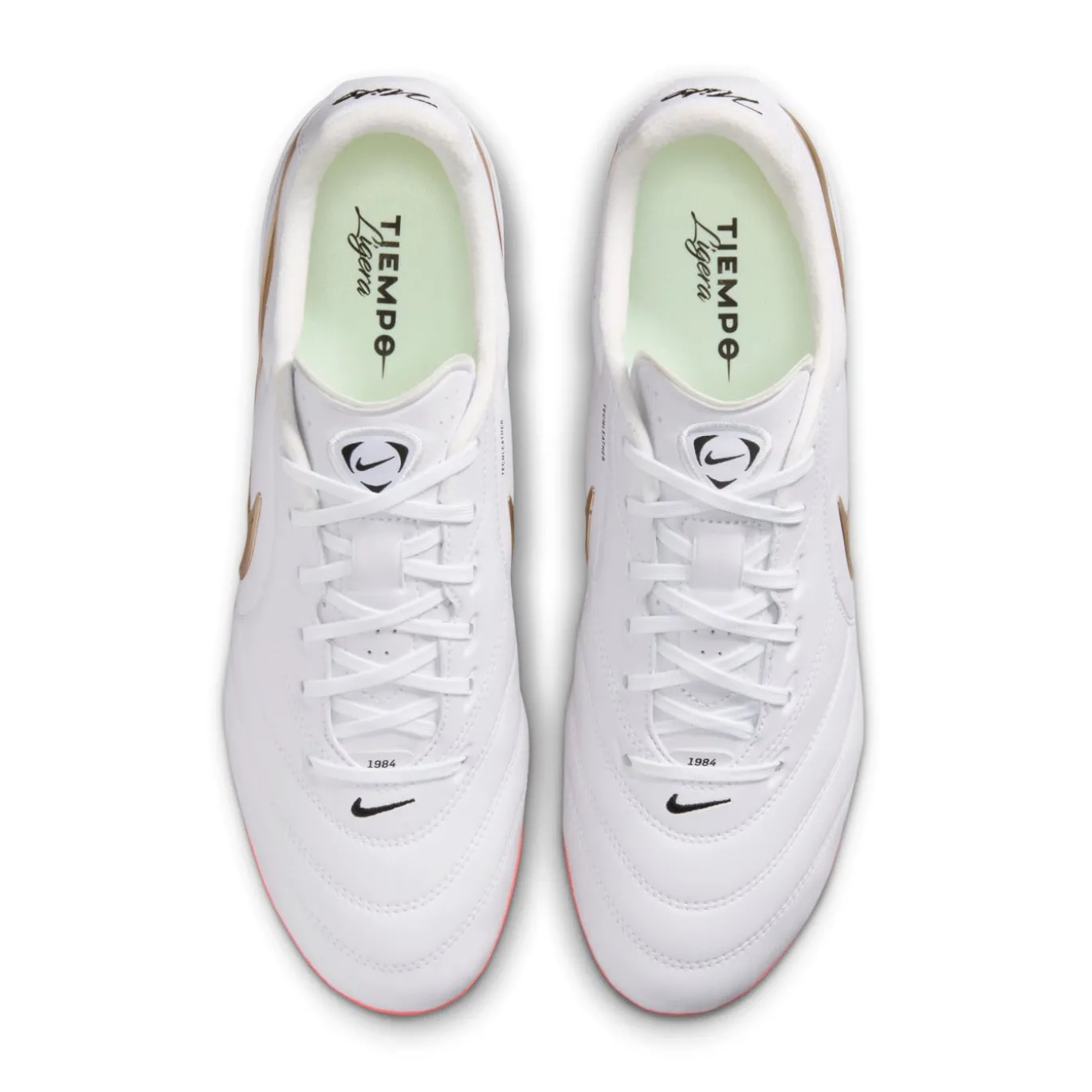 Nike Tiempo Ligera Pro Gras Voetbalschoenen (FG) Wit Goud Felrood