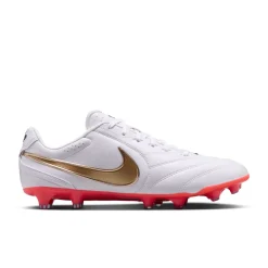 Nike Tiempo Ligera Pro Gras Voetbalschoenen (FG) Wit Goud Felrood