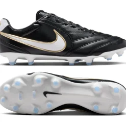 Nike Tiempo Ligera Pro Gras Voetbalschoenen (FG) Zwart Wit Goud