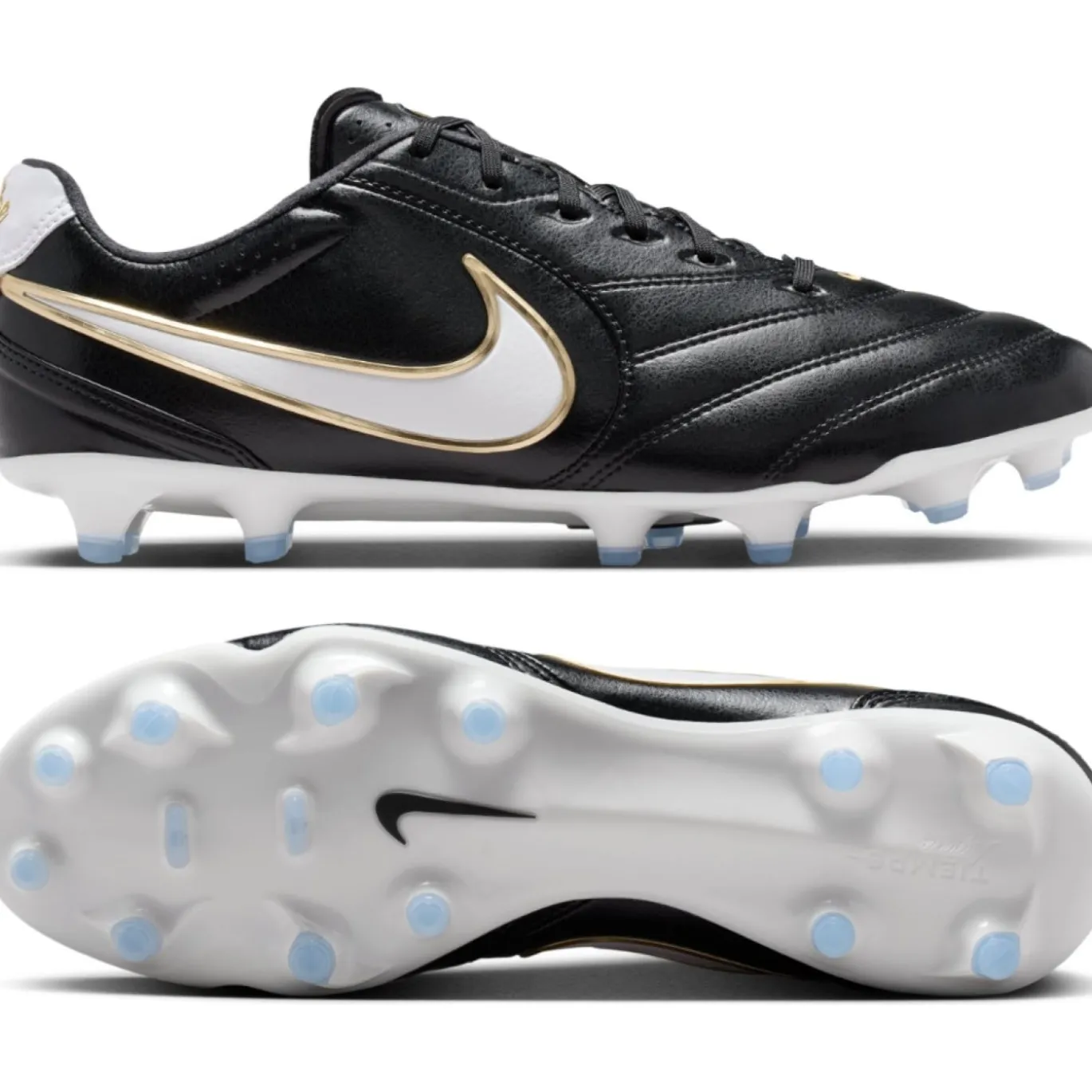 Nike Tiempo Ligera Pro Gras Voetbalschoenen (FG) Zwart Wit Goud