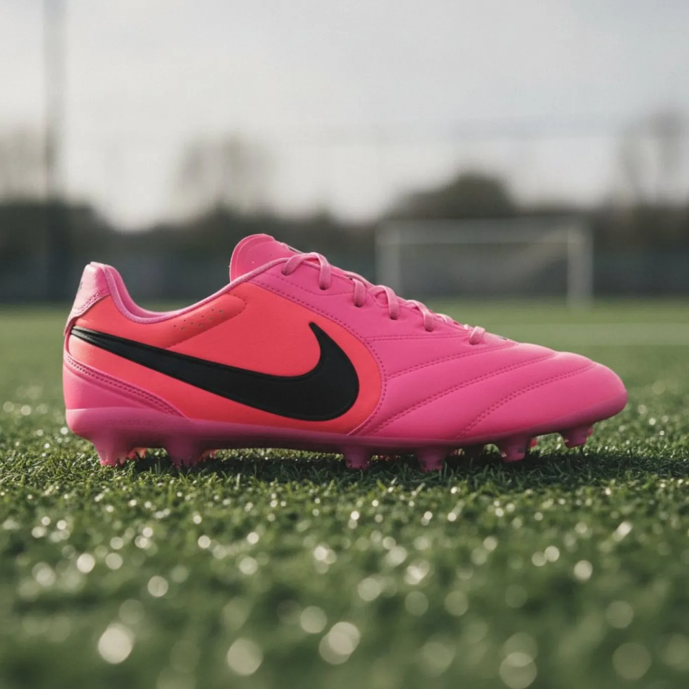 Nike Tiempo Ligera Pro Kunstgras Voetbalschoenen (AG) Felroze Zwart
