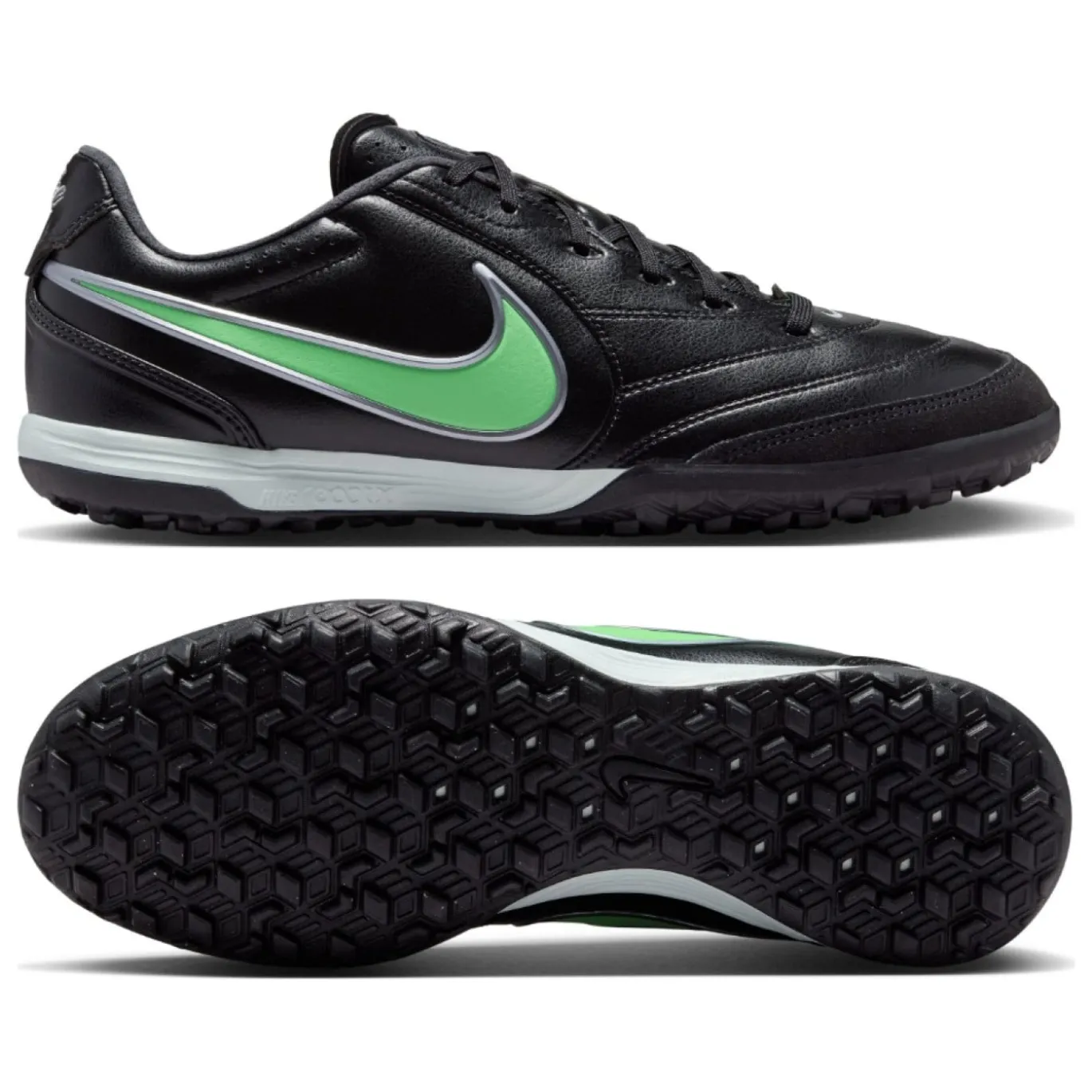 Nike Tiempo Ligera Pro Turf Voetbalschoenen (TF) Zwart Felgroen Zilvergrijs