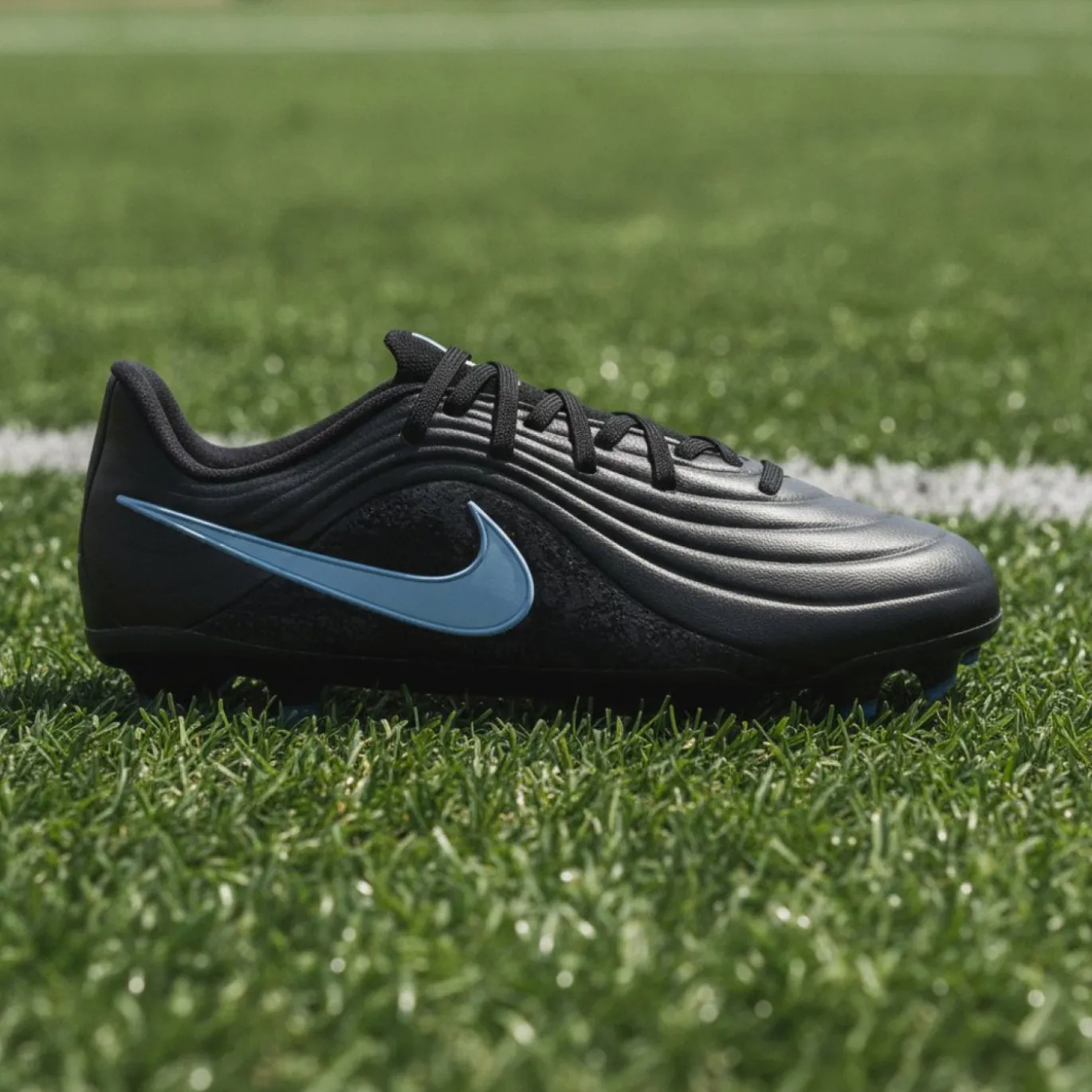 Nike Tiempo Maestro Academy Gras / Kunstgras Voetbalschoenen (MG) Kids Zwart Lichtblauw