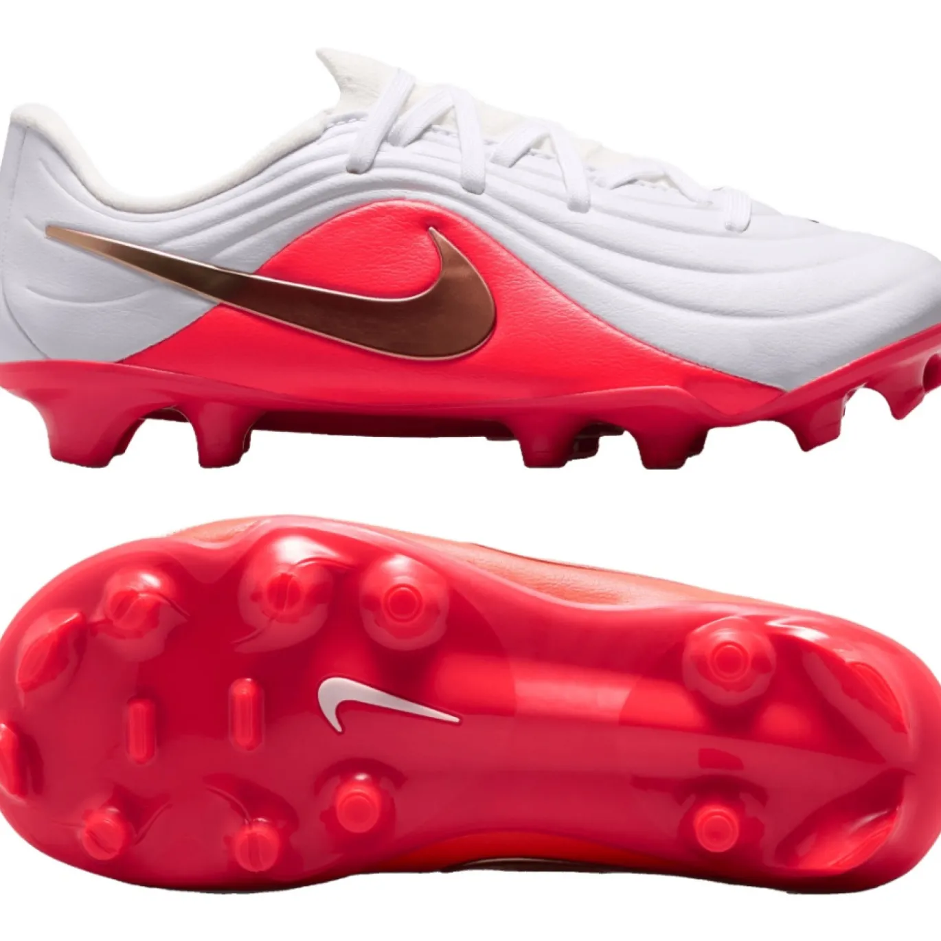 Nike Tiempo Maestro Academy Gras / Kunstgras Voetbalschoenen (MG) Peuters/Kleuters Wit Felrood Goud