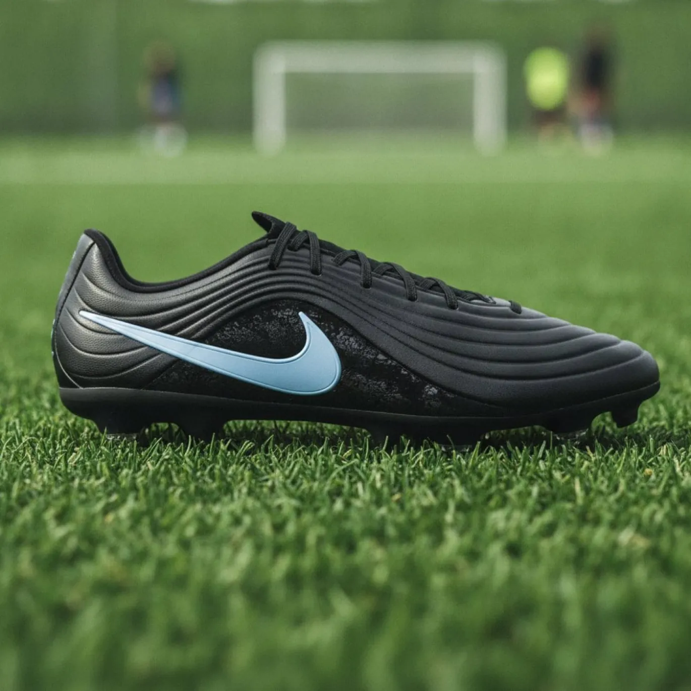 Nike Tiempo Maestro Academy IJzeren-Nop Voetbalschoenen (SG) Anti-Clog Zwart Lichtblauw