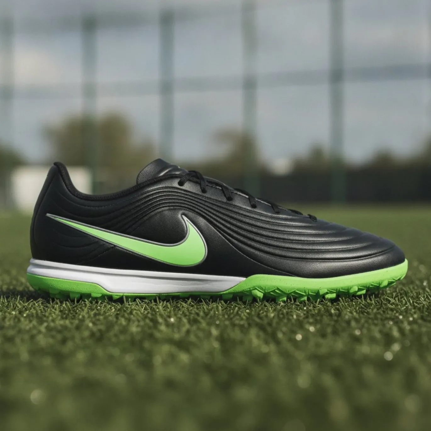 Nike Tiempo Maestro Academy Turf Voetbalschoenen (TF) Zwart Felgroen Zilvergrijs